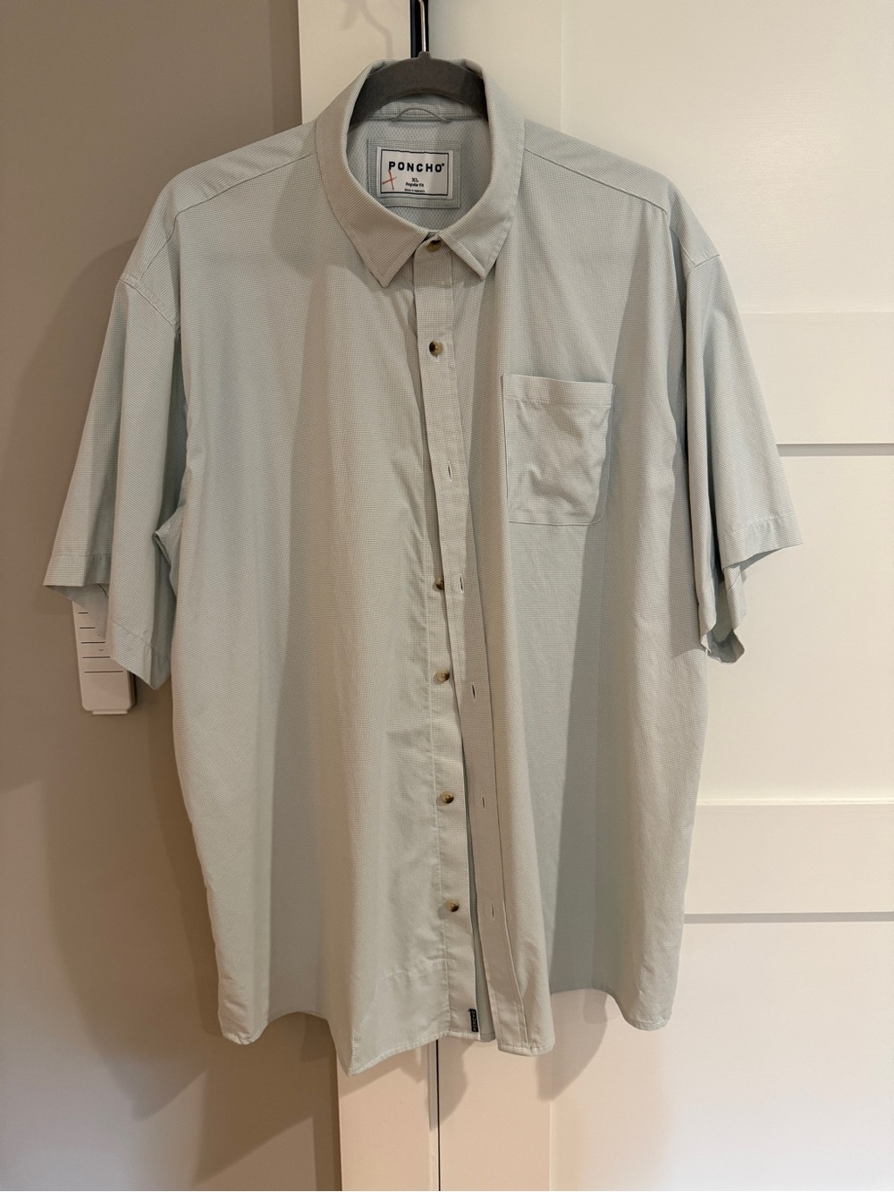 Poncho Outdoors Men’s XL Micro Check Short Sleeve Stretch Shirt Regular Fit